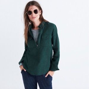 Madewell Green Flannel Zip Front Popover